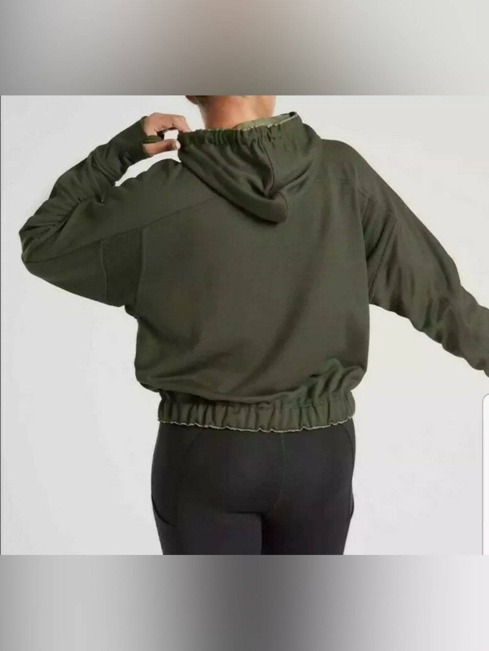 Athleta Ascend Warm Up Half Zip Olive Green Hoodie Women’s Small Workout Active - Picture 12 of 15